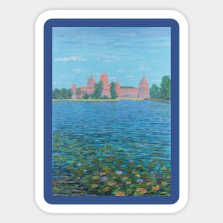 Trakai Castle and water lilies, Lithuania Sticker